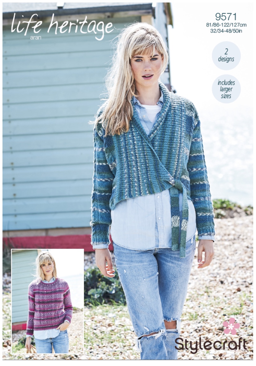 9571 Stylecraft Life Heritage Ladies Aran Jacket & Sweater Printed ...