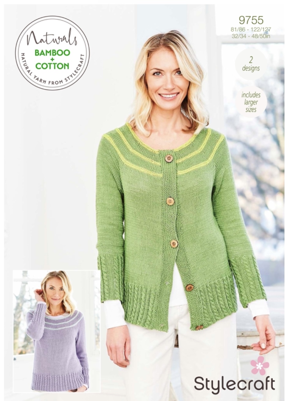 Stylecraft 9755 Cable Cuffed sweater and Cardigan - Spotted Sheep